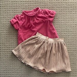 Janie and Jack Velvet Top, Gold Lamé Skirt Set